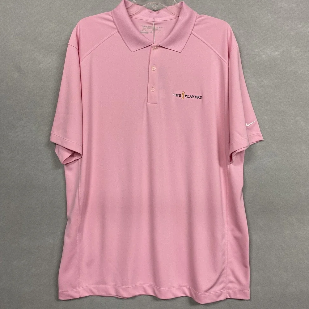 Nike TPC Men’s Golf Shirt Polo XL Pink Dri-Fit Tour Performance Short Sleeve